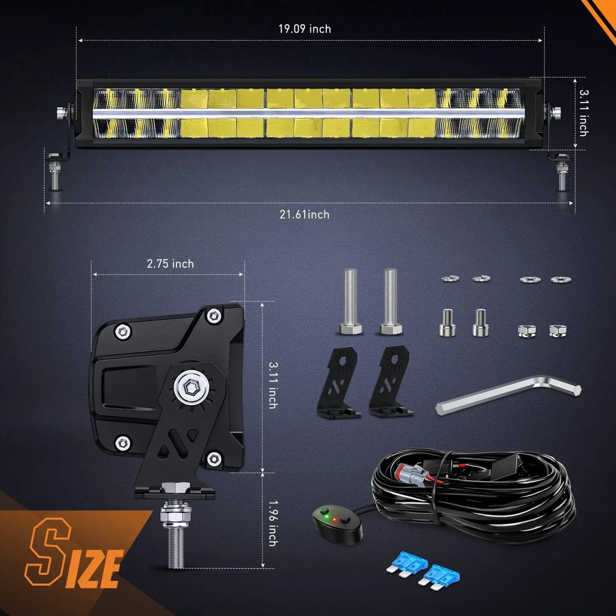 Motor Vehicle Lighting 19 Inch 150W 15500LM Anti-Glare Spot Flood LED Light Bar | 16AWG DT Wire