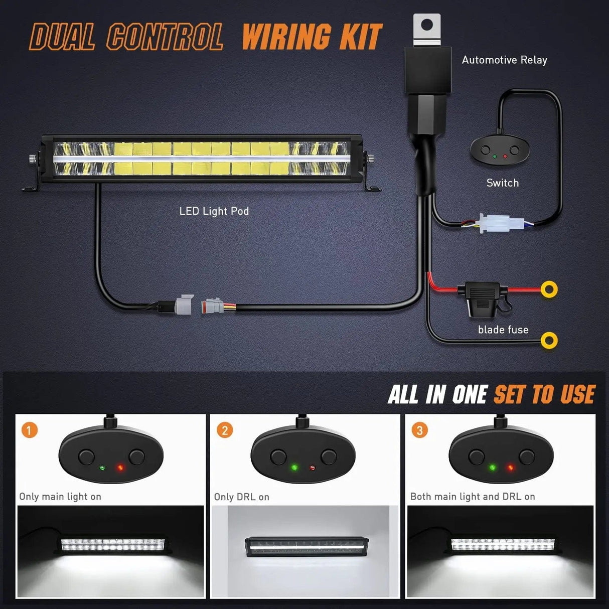 Motor Vehicle Lighting 19 Inch 150W 15500LM Anti-Glare Spot Flood LED Light Bar | 16AWG DT Wire