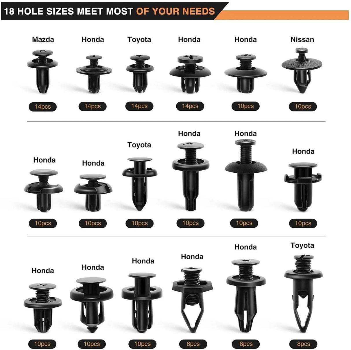 retainer clips 190 Pcs Car Push Retainer Clips Kits For Toyota Honda Nissan Mazda