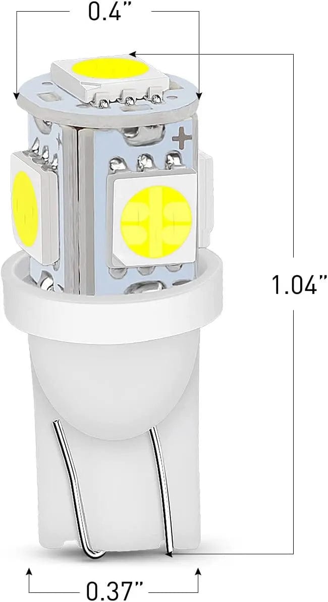LED Headlight 194 T10 T5 6500K LED Bulbs (10 Packs)