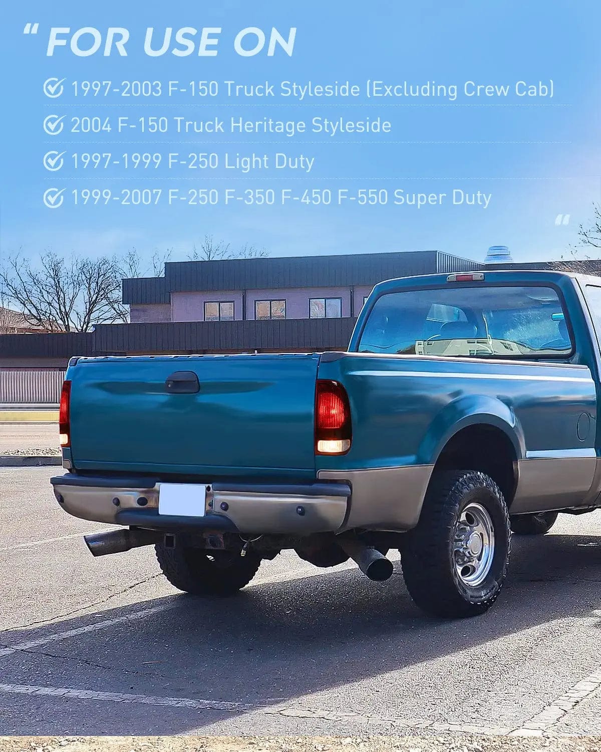 Taillight Assembly 1997 1998 1999 2000 2001 2002 2003 Ford F150 1997 1998 1999 Light Duty 1999 2000 2001 2002 2003 2004 2005 2006 2007 Ford Super Duty Taillight Assembly Dark Red Rear Lamp Replacement OE Style Driver Side