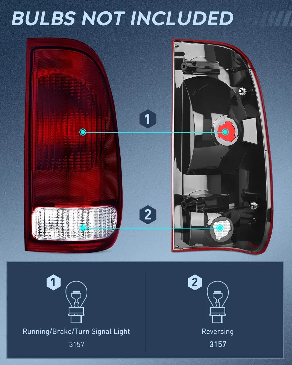 Taillight Assembly 1997 1998 1999 2000 2001 2002 2003 Ford F150 1997 1998 1999 Light Duty 1999 2000 2001 2002 2003 2004 2005 2006 2007 Ford Super Duty Taillight Assembly Dark Red Rear Lamp Replacement OE Style Passenger Side