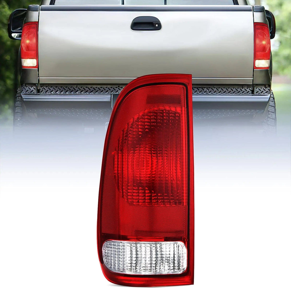 Taillight Assembly 1997 1998 1999 2000 2001 2002 2003 Ford F150 1997 1998 1999 Light Duty 1999 2000 2001 2002 2003 2004 2005 2006 2007 Ford Super Duty Tail light Assembly Red Housing Rear Lamp Replacement OE Style Driver Side