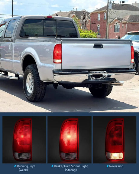 Taillight Assembly 1997 1998 1999 2000 2001 2002 2003 Ford F150 1997 1998 1999 Light Duty 1999 2000 2001 2002 2003 2004 2005 2006 2007 Ford Super Duty Tail light Assembly Red Housing Rear Lamp Replacement OE Style Driver Side