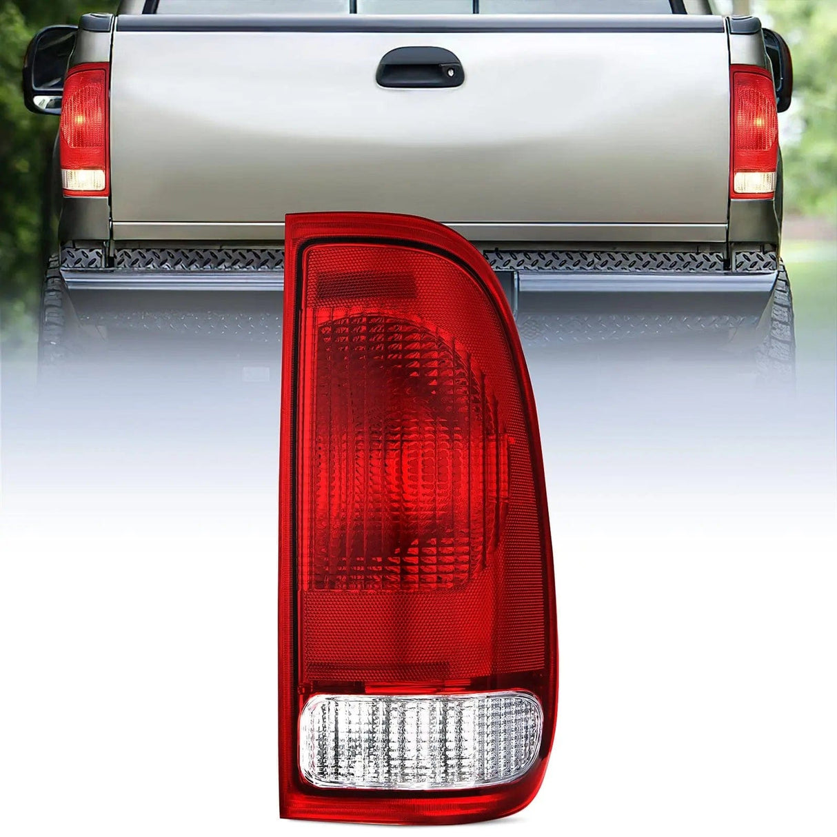 Taillight Assembly 1997 1998 1999 2000 2001 2002 2003 Ford F150 1997 1998 1999 Light Duty 1999 2000 2001 2002 2003 2004 2005 2006 2007 Ford Super Duty Tail light Assembly Red Housing Rear Lamp Replacement OE Style Passenger Side