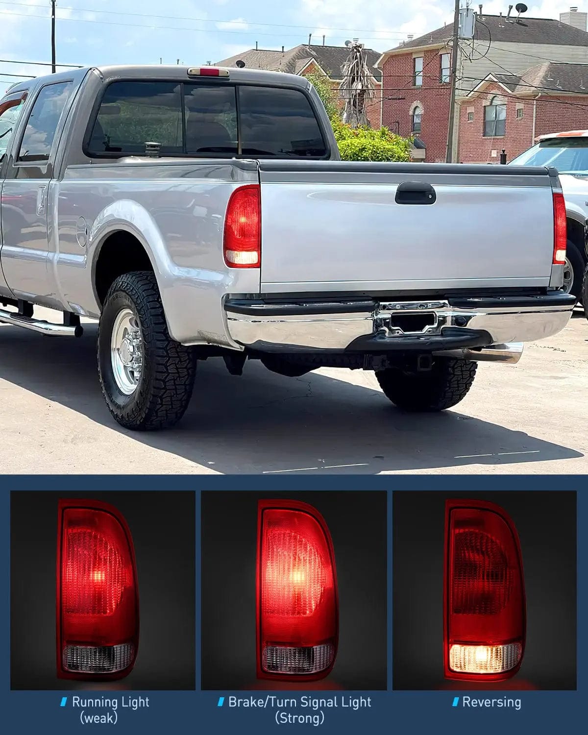Taillight Assembly 1997 1998 1999 2000 2001 2002 2003 Ford F150 1997 1998 1999 Light Duty 1999 2000 2001 2002 2003 2004 2005 2006 2007 Ford Super Duty Tail light Assembly Red Housing Rear Lamp Replacement OE Style Passenger Side