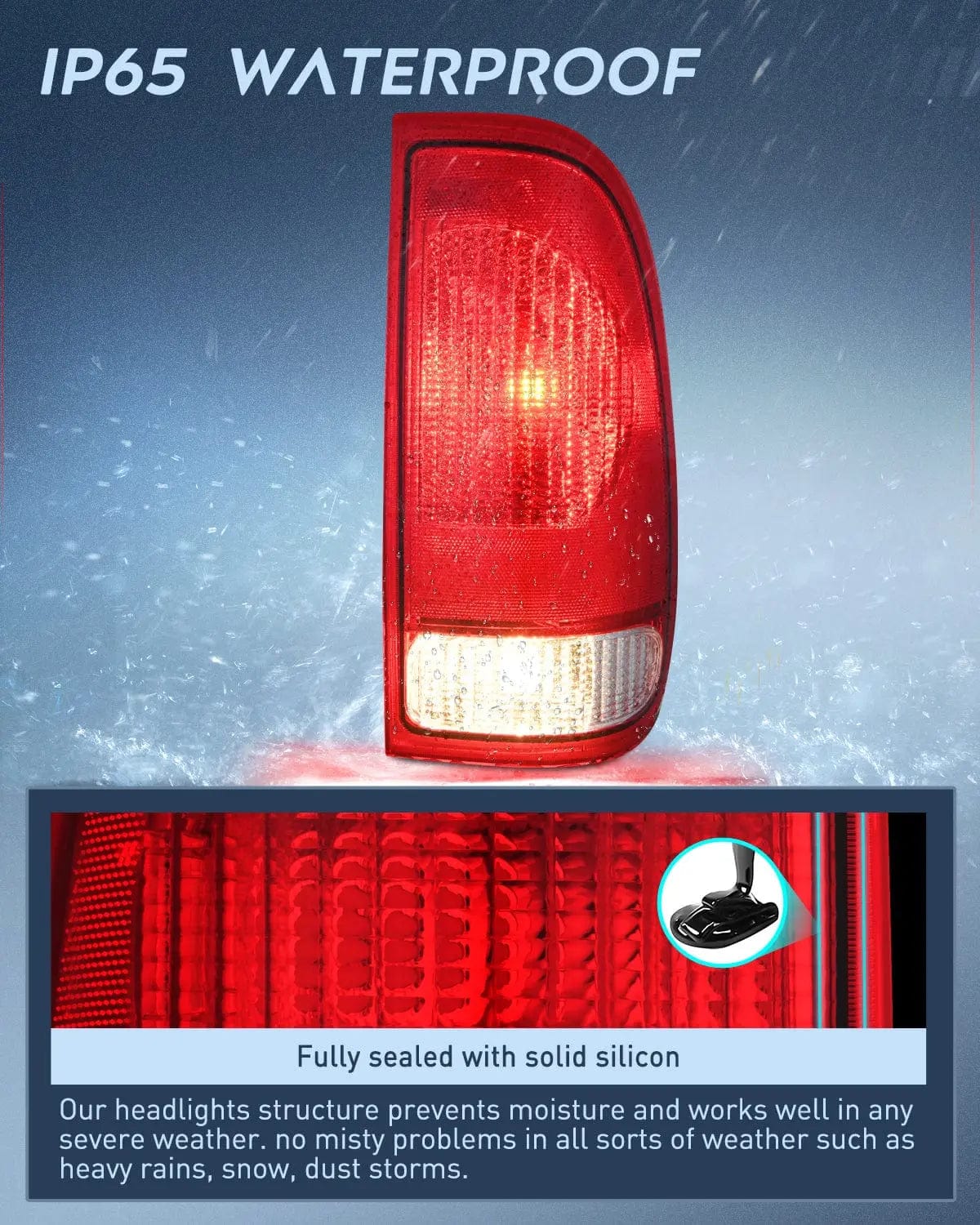 Taillight Assembly 1997 1998 1999 2000 2001 2002 2003 Ford F150 1997 1998 1999 Light Duty 1999 2000 2001 2002 2003 2004 2005 2006 2007 Ford Super Duty Tail light Assembly Red Housing Rear Lamp Replacement OE Style Passenger Side