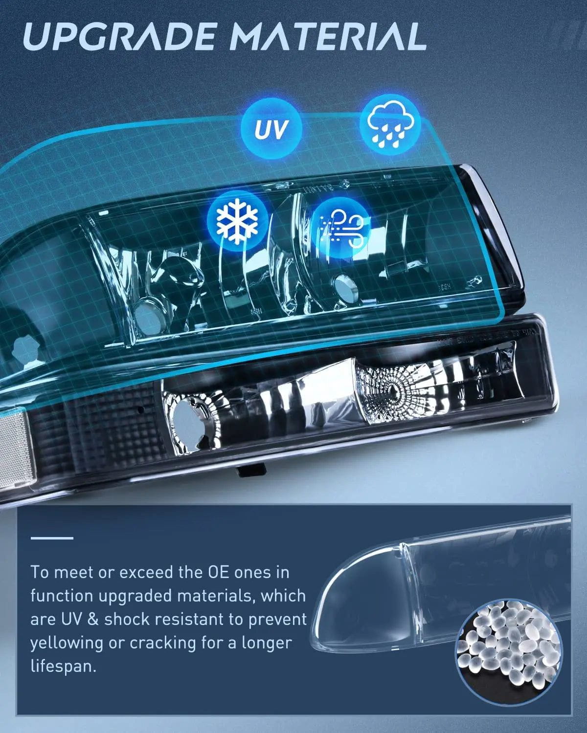 Headlight Assembly 1998-2005 Chevy Blazer S10 Headlight Assembly Black Case Clear Reflector