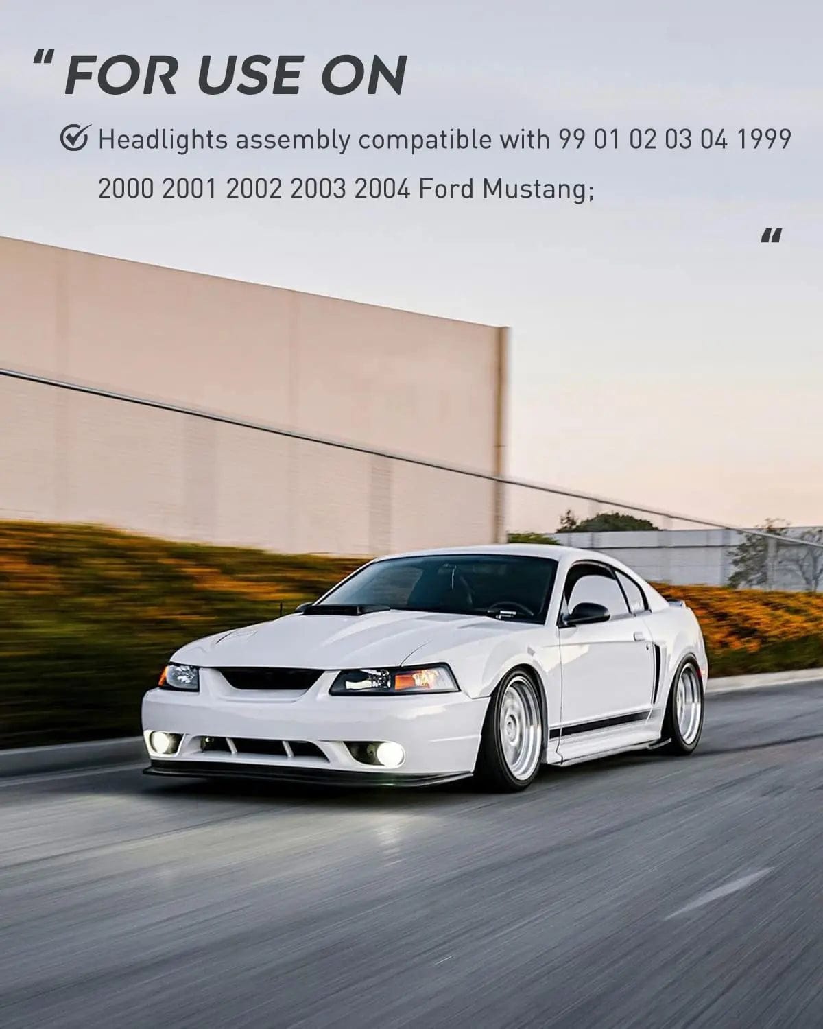 Headlight Assembly 1999 2000 2001 2002 2003 2004 Ford Mustang Headlight Assembly Black Case Clear Reflector