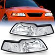 Headlight Assembly 1999 2000 2001 2002 2003 2004 Ford Mustang Headlight Assembly Chrome Case Clear Reflector