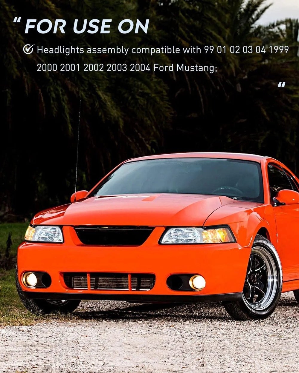 Headlight Assembly 1999 2000 2001 2002 2003 2004 Ford Mustang Headlight Assembly Chrome Case Clear Reflector
