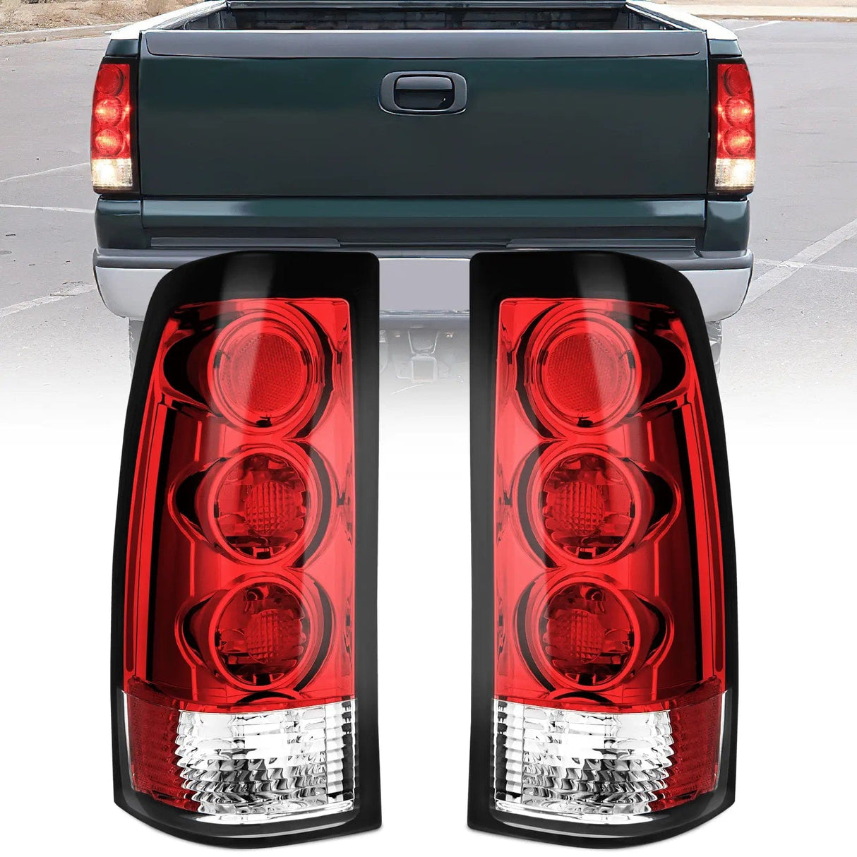 Taillight Assembly 1999 2000 2001 2002 2003 2004 2005 2006 GMC Sierra 1999 2000 2001 2002 Chevy Silverado Red Housing Rear Lamp Replacement Only Fits Fleetside Models Taillight Assembly