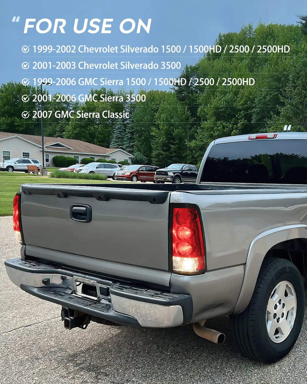 Taillight Assembly 1999 2000 2001 2002 2003 2004 2005 2006 GMC Sierra 1999 2000 2001 2002 Chevy Silverado Red Housing Rear Lamp Replacement Only Fits Fleetside Models Taillight Assembly