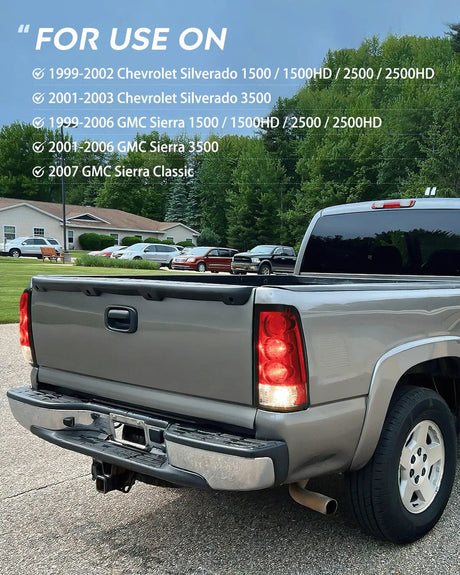 Taillight Assembly 1999 2000 2001 2002 2003 2004 2005 2006 GMC Sierra 1999 2000 2001 2002 Chevy Silverado Red Housing Rear Lamp Replacement Only Fits Fleetside Models Taillight Assembly
