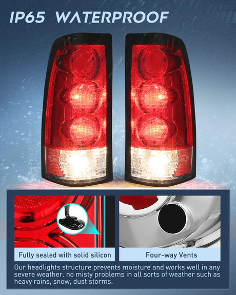 Taillight Assembly 1999 2000 2001 2002 2003 2004 2005 2006 GMC Sierra 1999 2000 2001 2002 Chevy Silverado Red Housing Rear Lamp Replacement Only Fits Fleetside Models Taillight Assembly