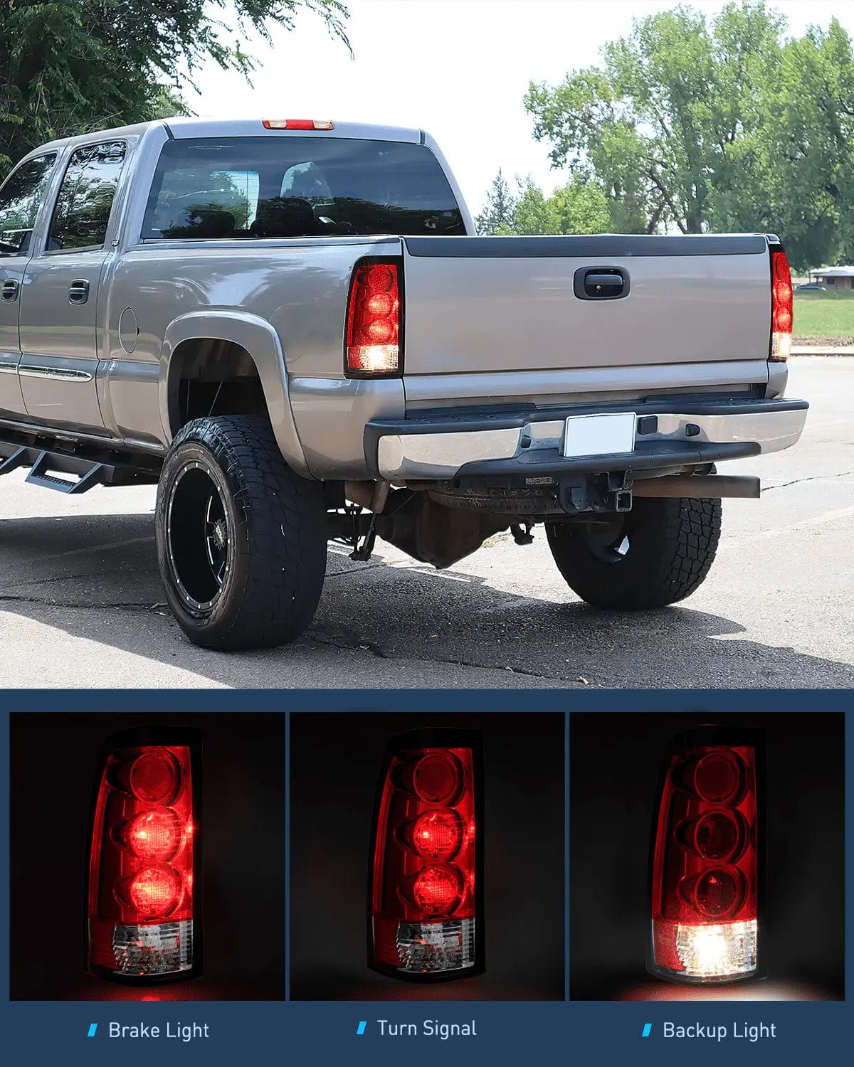 Taillight Assembly 1999 2000 2001 2002 2003 2004 2005 2006 GMC Sierra 1999 2000 2001 2002 Chevy Silverado Red Housing Rear Lamp Replacement Only Fits Fleetside Models Taillight Assembly