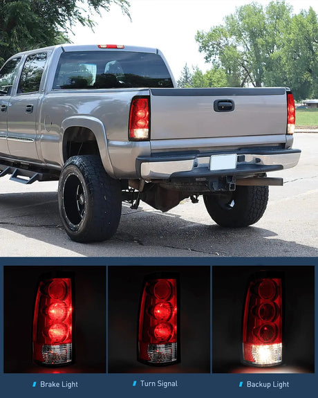 Taillight Assembly 1999 2000 2001 2002 2003 2004 2005 2006 GMC Sierra 1999 2000 2001 2002 Chevy Silverado Red Housing Rear Lamp Replacement Only Fits Fleetside Models Taillight Assembly