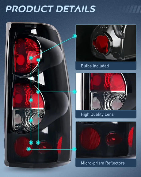 Taillight Assembly 1999 2000 2001 2002 2003 2004 2005 2006 2007 Chevy Silverado 1500 2500 3500 1999 2000 2001 2002 GMC Sierra Tail light Assembly