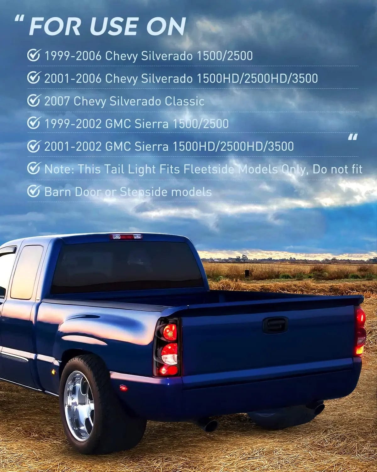 Taillight Assembly 1999 2000 2001 2002 2003 2004 2005 2006 2007 Chevy Silverado 1500 2500 3500 1999 2000 2001 2002 GMC Sierra Tail light Assembly