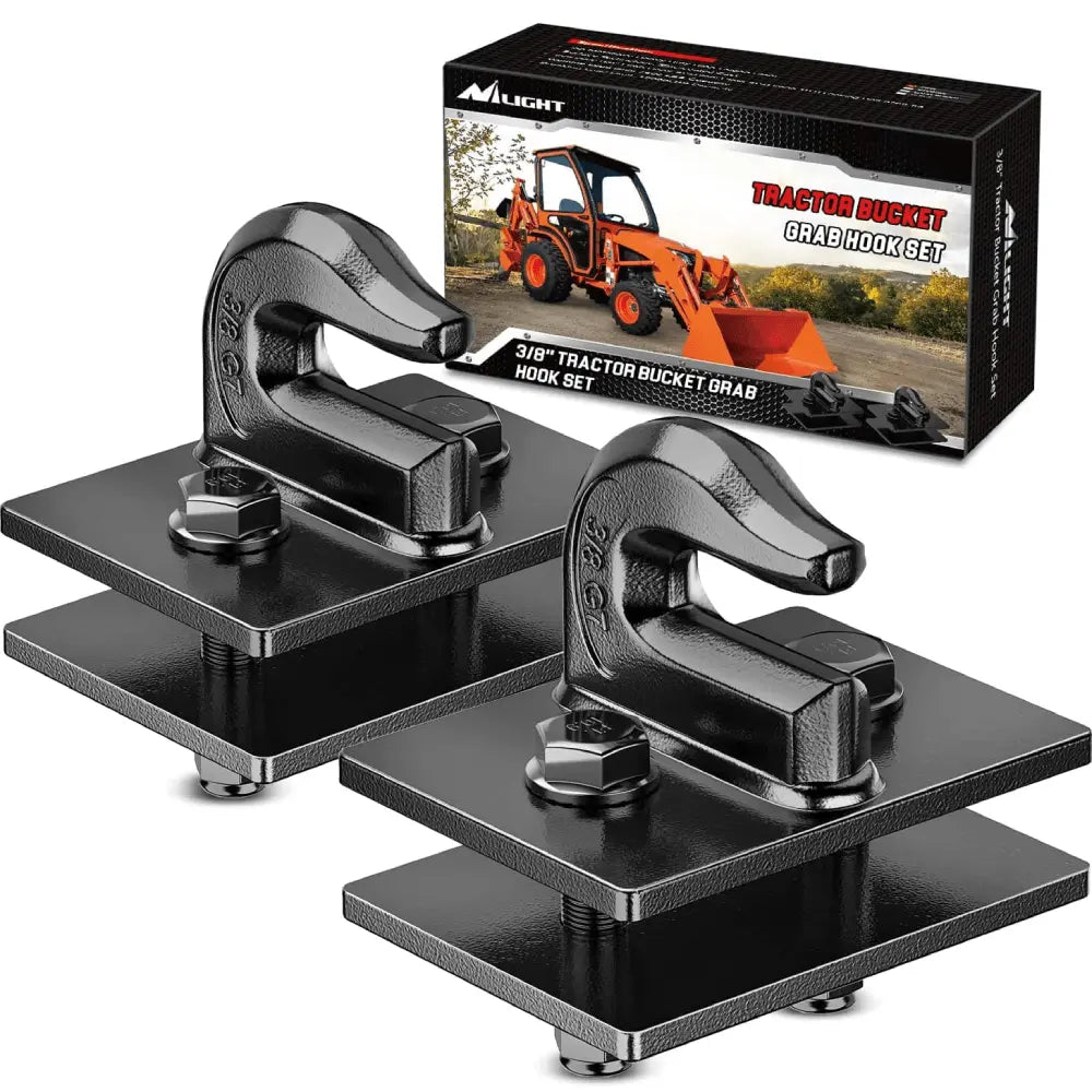 Tow Hooks & Truck Tie Downs & Anchors Tractor Bucket Grab Hook 3/8 Inch Black (Pair)