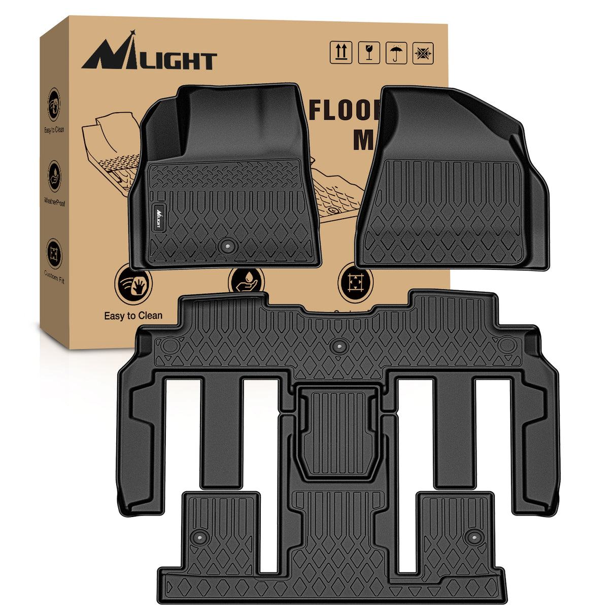 Nilight Floor Mats for Chevy Traverse 2009-2017/2008-2017 Buick Enclave / 2007-2010 Saturn Outlook / 2007-2016 GMC Acadia All Weather Custom Fit Heavy Duty Floor Liners
