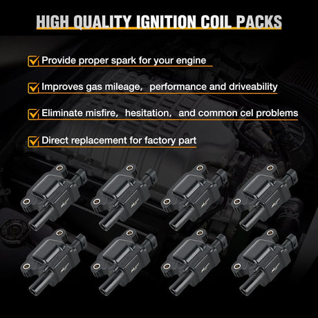 ignition coil pack 8pcs Ignition Coil Pack UF413 Fit for Chevy Silverado 1500 2500 HD Tahoe Suburban Avalanche Express Corvette Camaro Impala GMC Yukon Cadillac Escalade Pontiac 5.3 6.0L V8 Engine