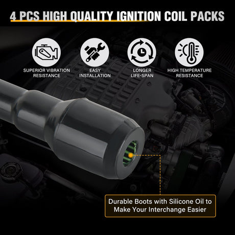 ignition coil pack 4Pcs Ignition Coil Pack Automotive Replacement Ignition Coils Fit for Nissan 2004 2005 2006 2007 2008 2009 2010 2011 2012 2013 2014 2015 2016 2017 2018 07 09 Sentra Altima Rogue Select Urvan Pathfinder NV200 NV350 Cube Versa 2014 2015 Infiniti