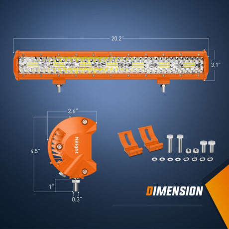 LED Work Light 20 Inch 420W Spot Flood Combo Orange Case Led Light Bar