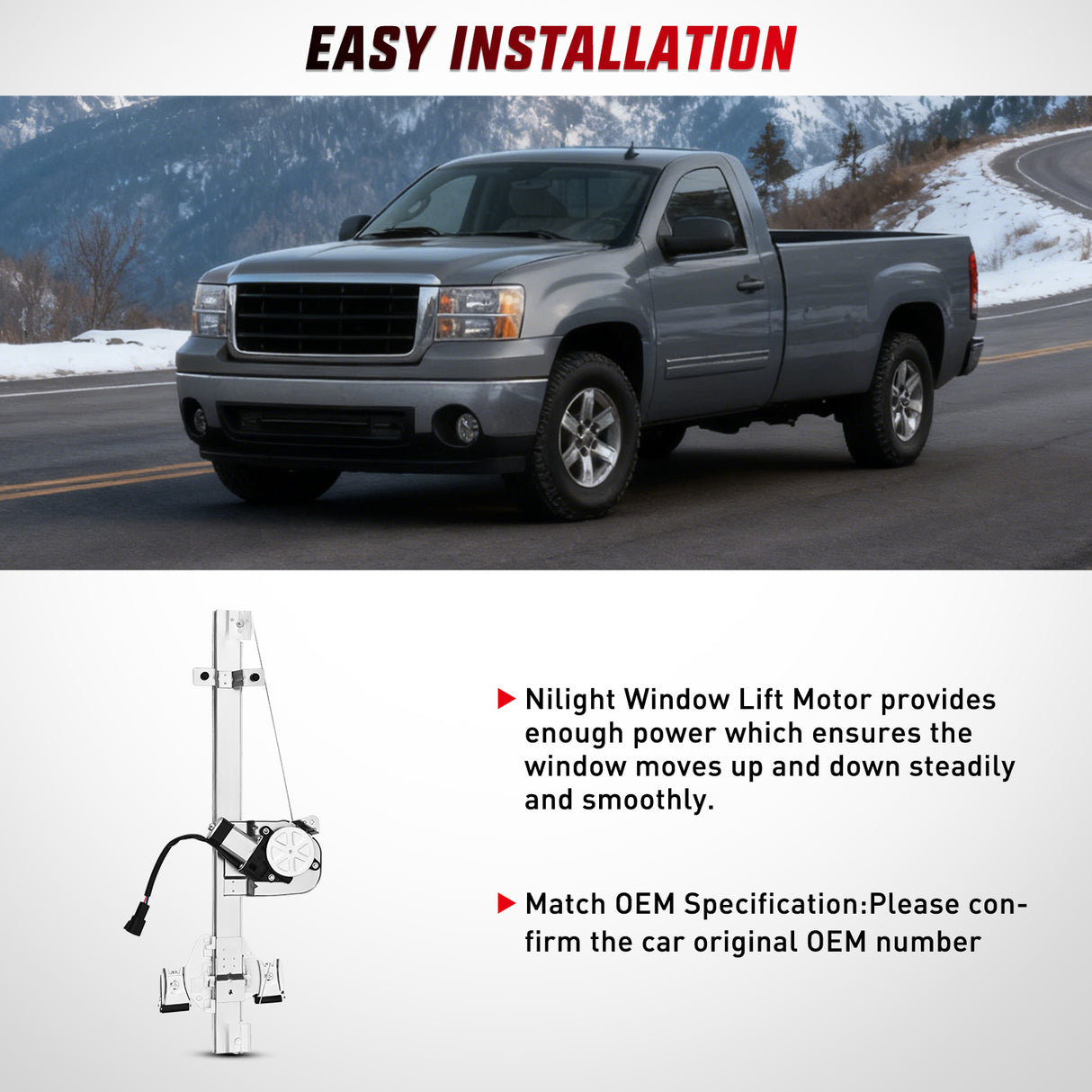 Power Window Regulator/Motor Rear Driver Side Compatible with Chevrolet Silverado/GMC Sierra 1500 2500 HD 3500 HD 2007 2008 2009 2010 2011 2012 2013,Rear Left,741-388