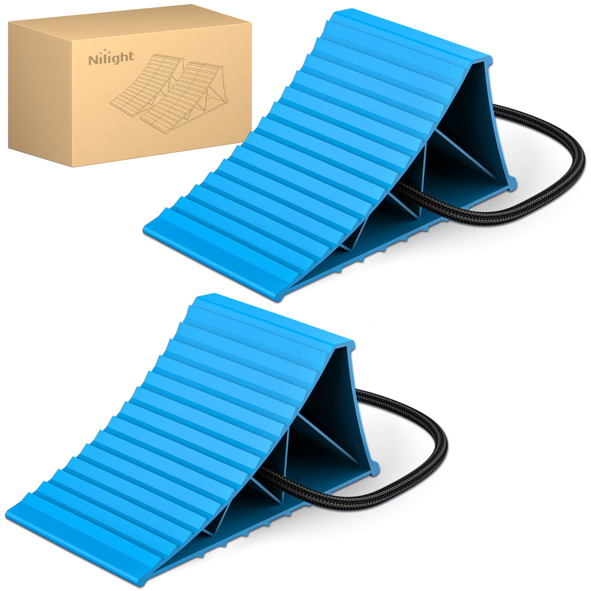 Nilight Wheel Chocks, Heavy Duty Wheel Stopper for Car, Truck, Trailer, RV, Caravan, Motorcycle, 8.3Inch x 9.2Inch x 4.7Inch, 2-Pack