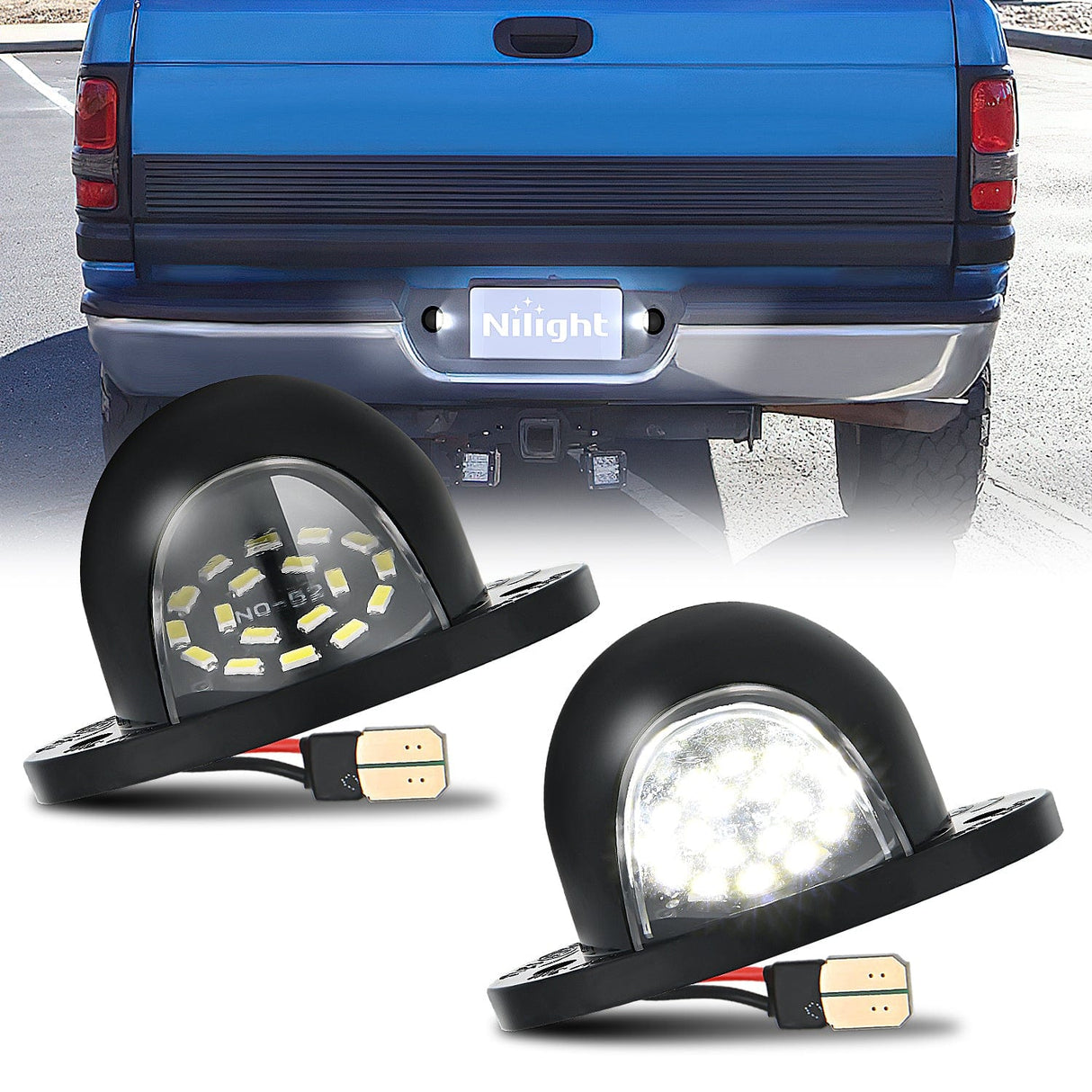 Tail Brake Turn Reverse Lights License Plate Light Compatible with 1994 1995 1996 1997 1998 1999 2000 2001 Dodge Ram 1500 2500 3500 2002 RAM 2500 3500 6000K White 2PCS Pack