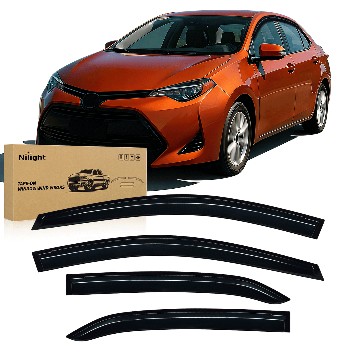 Window Rain Guards for Toyota Corolla 2014 2015 2016 2017 2018 2019, Out-Channel Window Visors Vent Wind Deflectors-4PCS