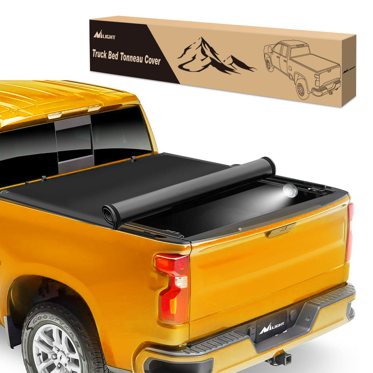 Nilight Soft Roll Up Truck Bed Tonneau Cover Compatible with Ram 1500 2009 2010 2011 2012 2013 2014 2015 2016 2017 2018,6.4ft