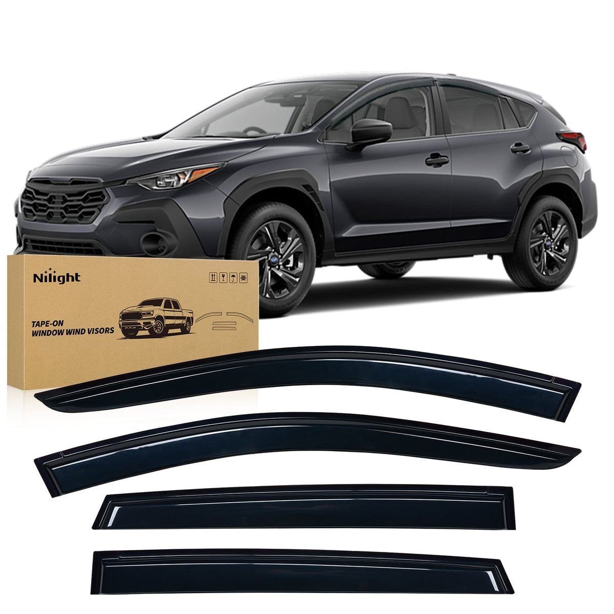 Rain Guards Window Visors for Subaru Crosstrek 2024 2025, Out-Channel Window Wind Deflectors Rain Guards -4PCS