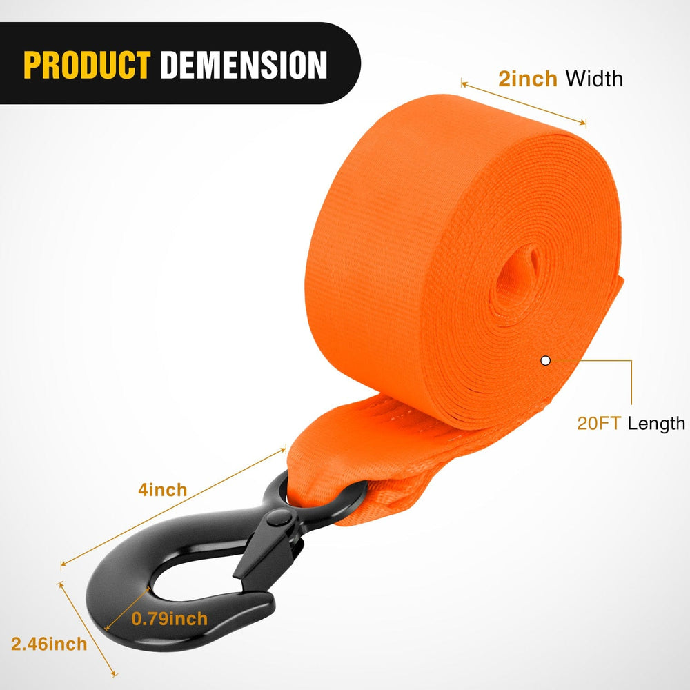 Tie Down Straps Boat Trailer Winch Strap 2 x 20Inch With Steel Hook 500 LBS Break Strength Winch Strap For Pontoon, Jet Ski, Fishing Boat