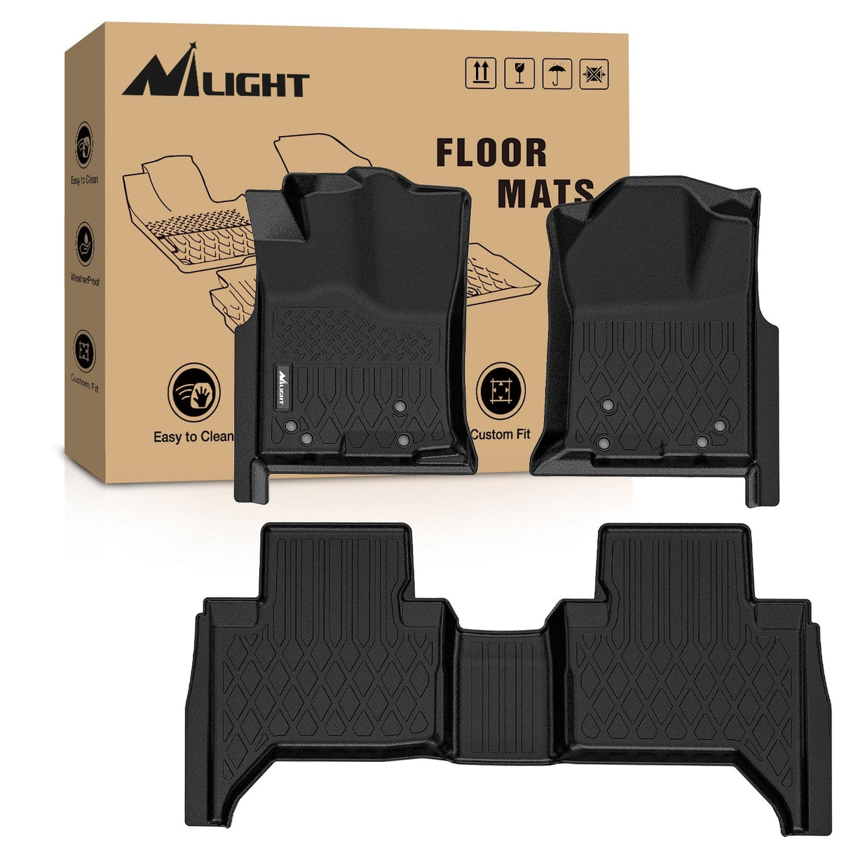 Floor Mat Floor Mats for Toyota Tacoma Double Cab 2005 2006 2007 2008 2009 2010 2011 2012 2013 2014 2015 All Weather Custom Fit Heavy Duty Floor Liners