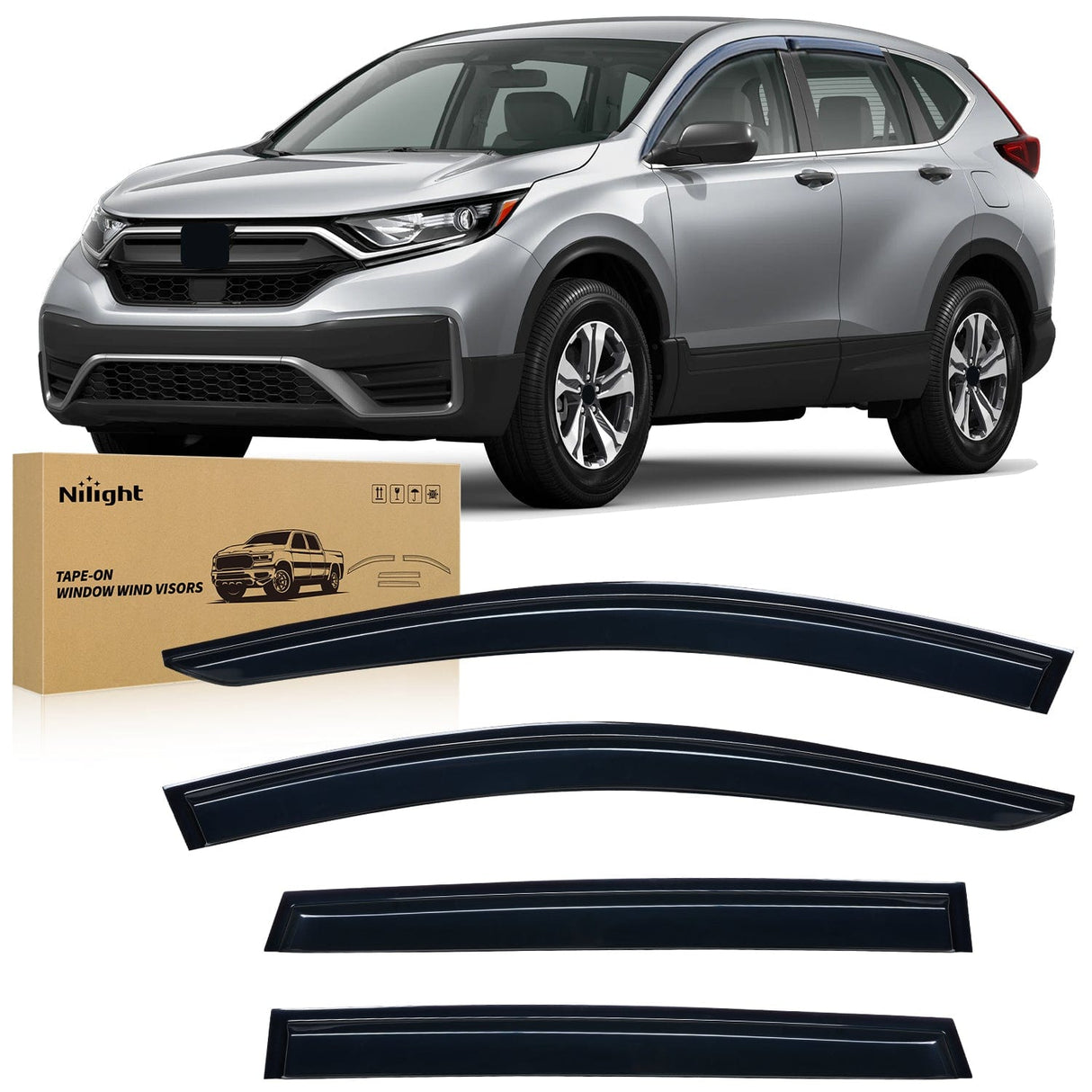 Rain Guards Window Rain Guards for Honda CR-V(CRV) 2017 2018 2019 2020 2021 2022, Window Wind Deflectors Vent Visors, Tape on-4PCS