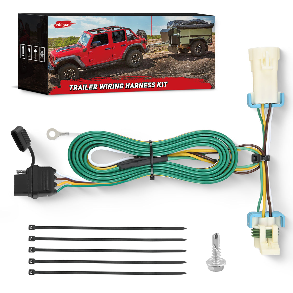 4 Pin Trailer Wiring Harness 55359 Vehicle Side Custom for 1998 1999 2000 2001 2002 2003 2004 Chevrolet S10 GMC Sonoma Isuzu Hombre Trailer Light Harness Tow Hitch Wiring