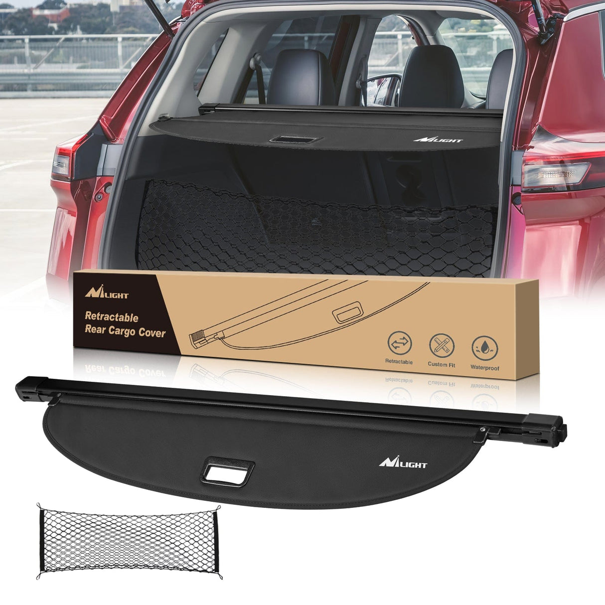 Trunk Cargo Cover 2021 2022 2023 2024 2025 Nissan Rogue Retractable Trunk Cargo Cover With Trunk Storage Net