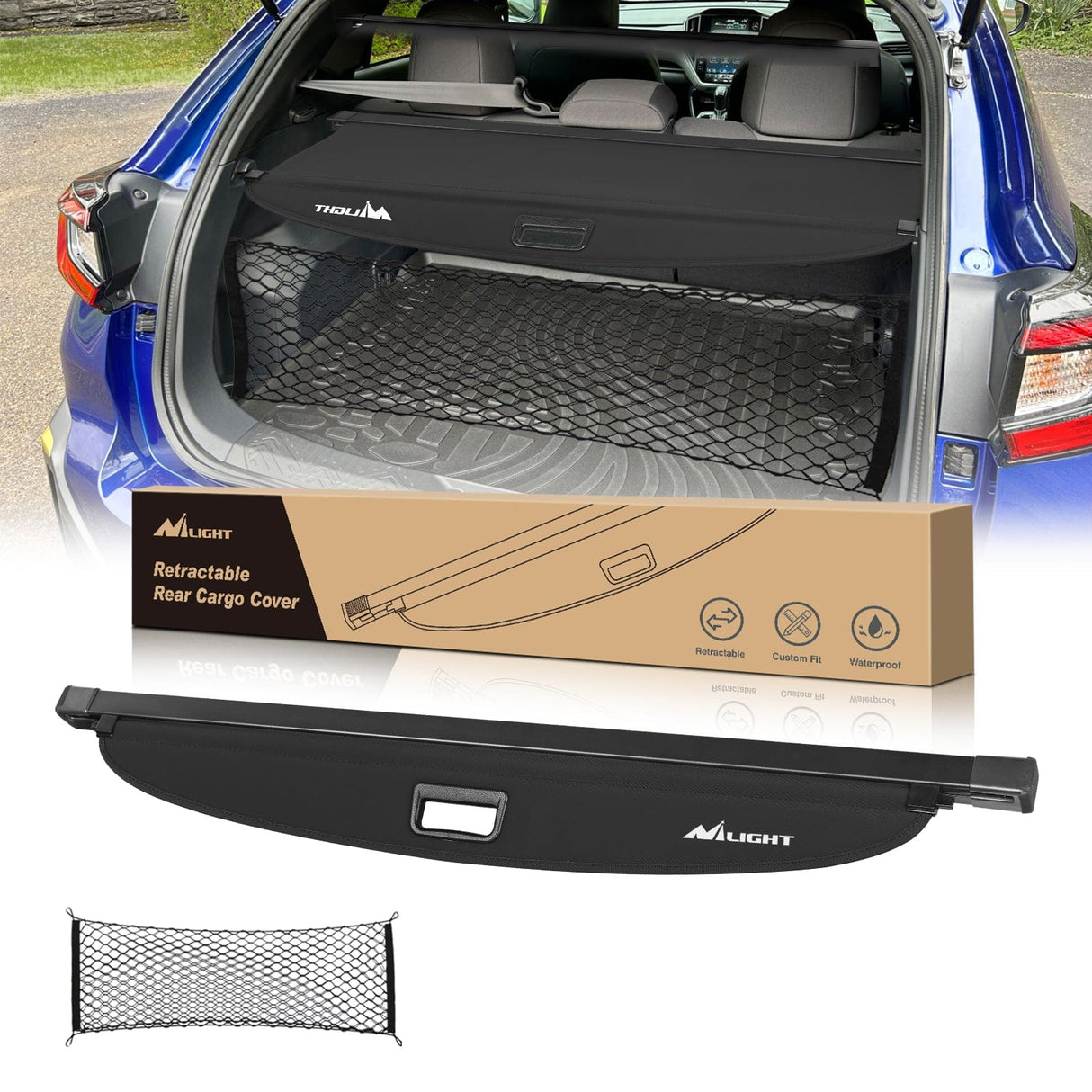 Trunk Cargo Cover 2018 2019 2020 2021 2022 2023 2024 Subaru Crosstrek Impreza Retractable Trunk Cargo Cover With Trunk Storage Net