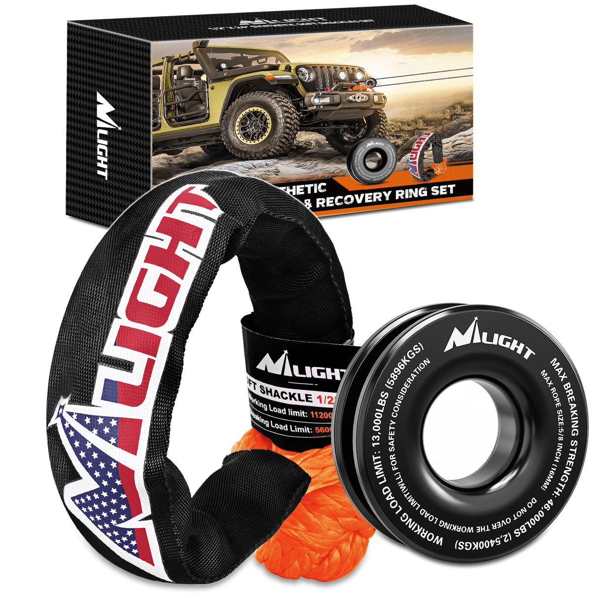 Shackle Recovery Ring 1/2inch x 24inch Synthetic Soft Shackle Recovery Ring Kit