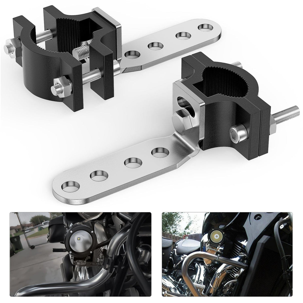 Mounting Accessories 2Pcs Motorcycle Tube Clamp Mounting Brackets 0.7 to 1.2Inch Round Tube