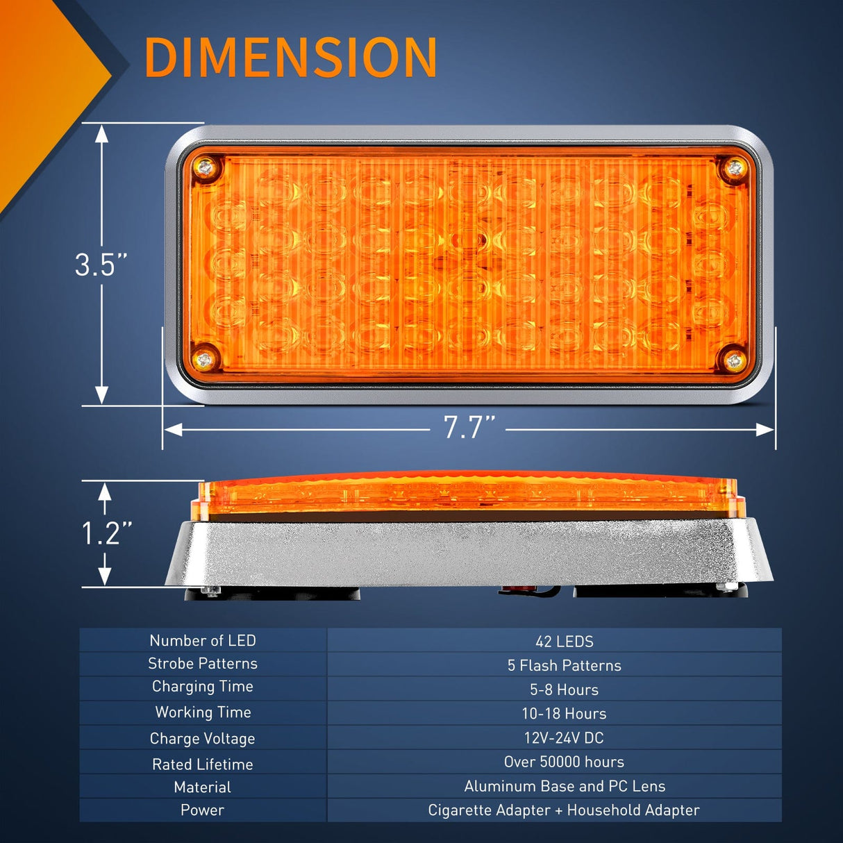 led strobe light 42LED Amber Wireless Magnetic Strobe Lights Surface Mount Waterproof 5 Patterns (Pair)