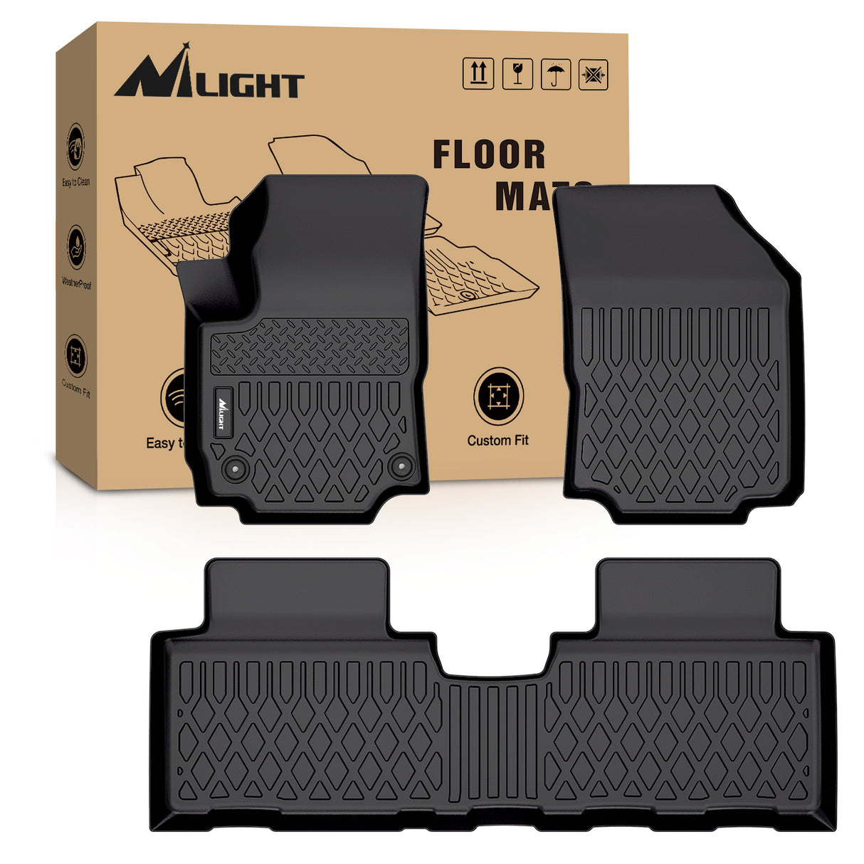 Nilight TPE Floor Mats for Chevy Equinox GMC Terrain 2018 2019 2020 2021 2022 2023 2024,All Weather Custom Fit Heavy Duty Floor Liners