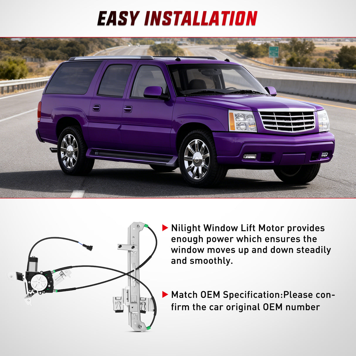 Power Window Regulator with Motor Rear Driver Side,Compatible with Cadillac Escalade/Chevy Tahoe/GMC Yukon 2002 2003 2004 2005 2006,Rear Left,748-228