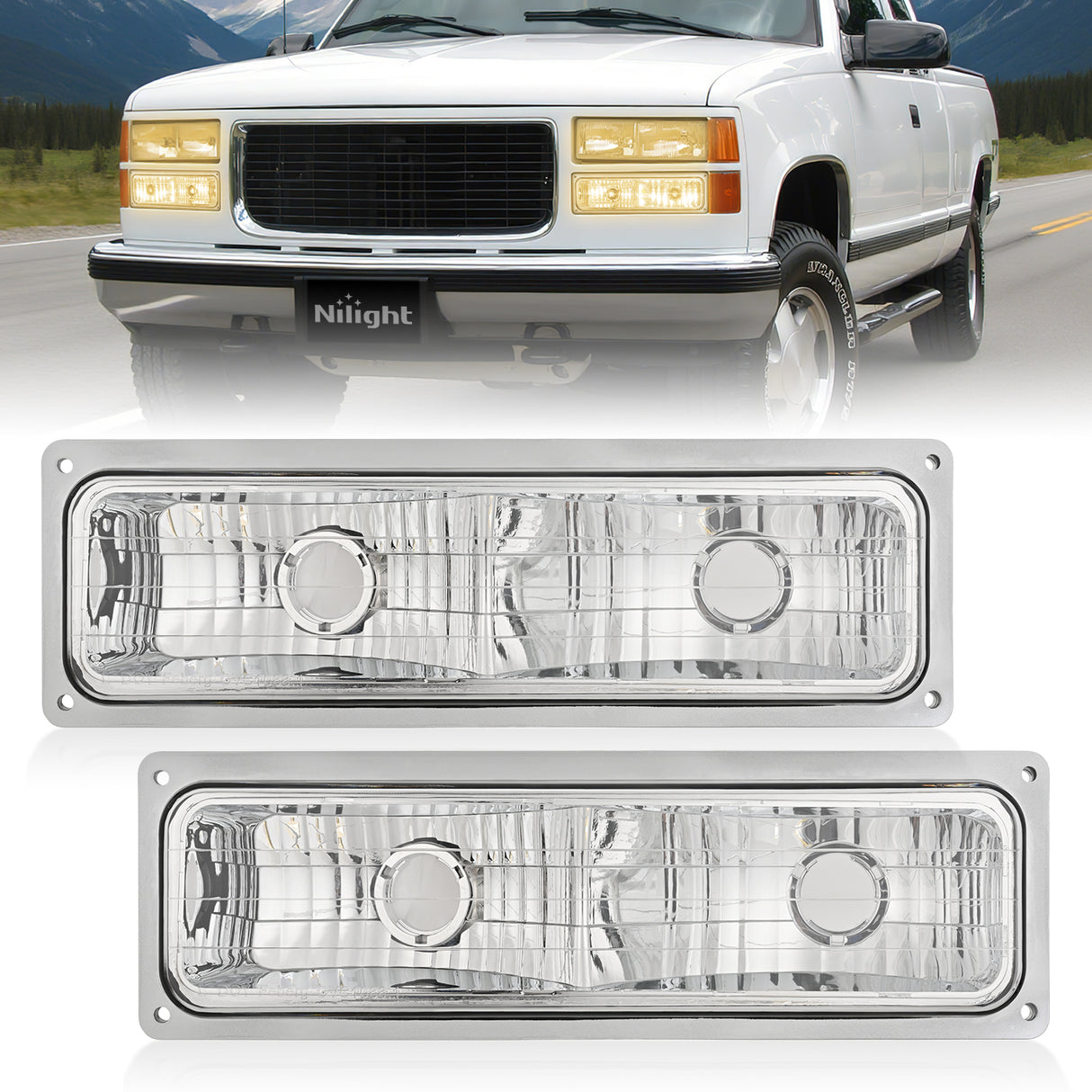 Signal Light Parking Turn Signal Light Compatible with 1988 1989 1990 1991 1992 1993 1994 1995 1996 1997 1998 Chevy GMC C10 C/K 1988-1999 Silverado Suburban Sierra Blazer Tahoe Yukon Front Bumper Lights