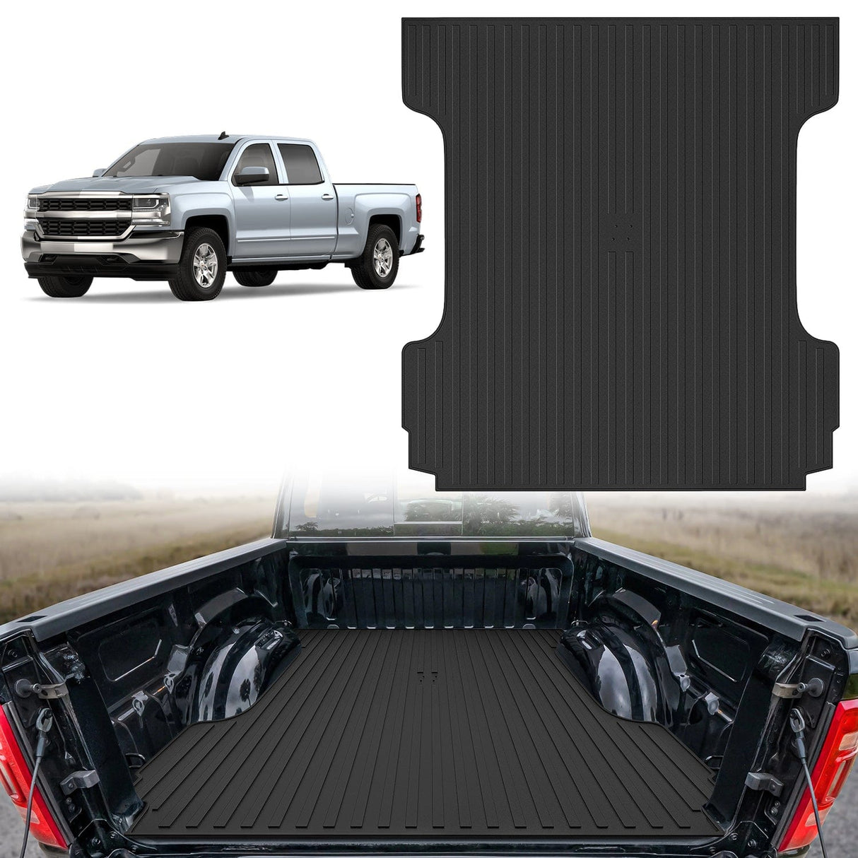 Truck Bed Mat 5.7ft Rubber Short Bed For 2014 2015 2016 2017 2018 Chevy Silverado 2015-2019 GMC Sierra 2500 3500 HD