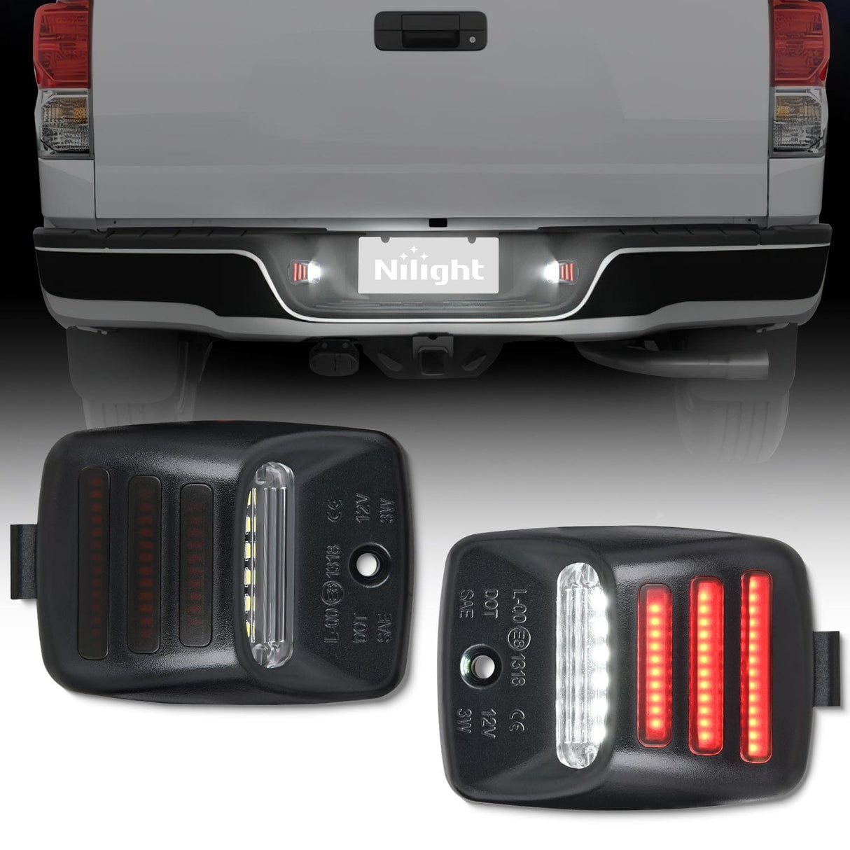 Tail Brake Turn Reverse Lights License Plate Lights Compatible with 2005 2006 2007 2008 2009 2010 2011 2012 2013 2014 2015 Toyota Tacoma 2000-2013 Tundra Red Triple OLED Tube 6000K White 2PCS Pack
