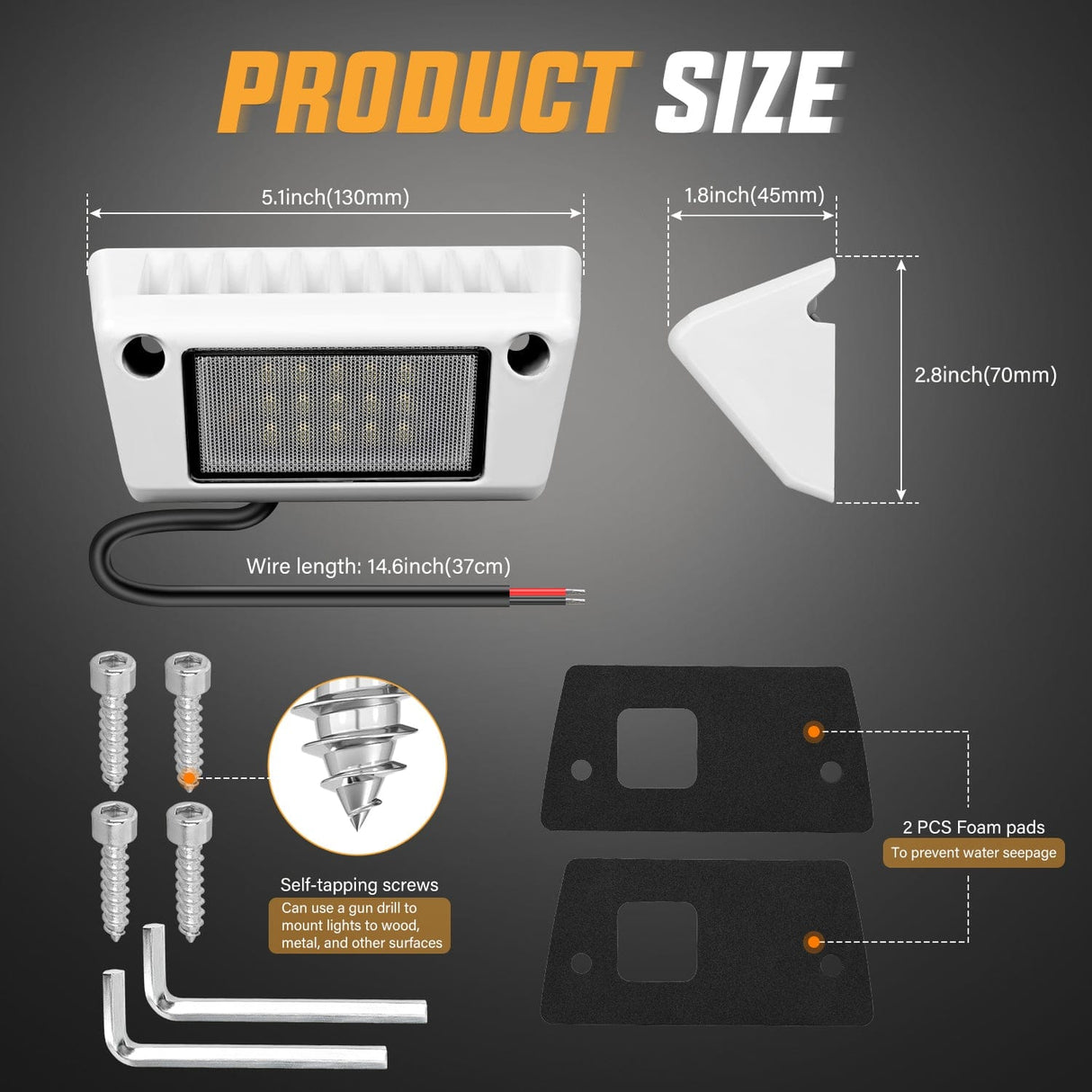 Area Lights RV Exterior Light 2PCS 5 Inch White Beam Porch Lights White Aluminum