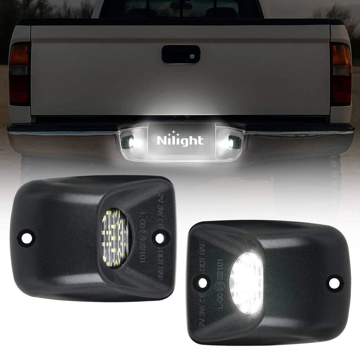 Tail Brake Turn Reverse Lights License Plate Lights Compatible with 1995 1996 1997 1998 1999 2000 2001 2002 2003 2004 Toyota Tacoma Black Housing 6000K White 2PCS Pack